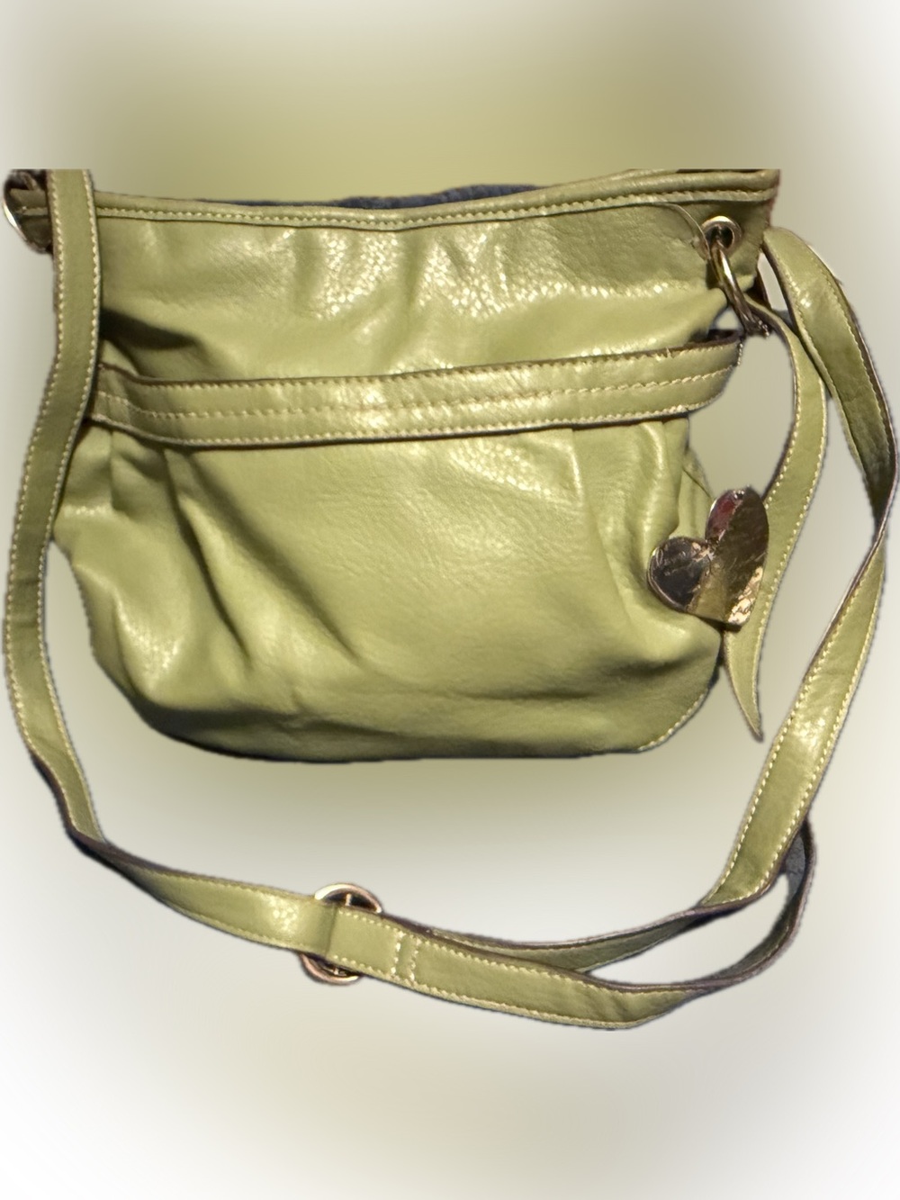 Relic Light Green Leather Crossbody with Heart Charm